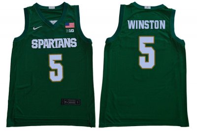 Men Cassius Winston Michigan State Spartans #5 Nike NCAA Green Authentic College Stitched Basketball Jersey KW50M28GH